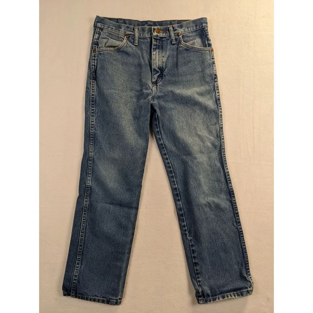 Wrangler Mens Blue Denim Jeans 32 x 30 Straight Fit 100% Cotton